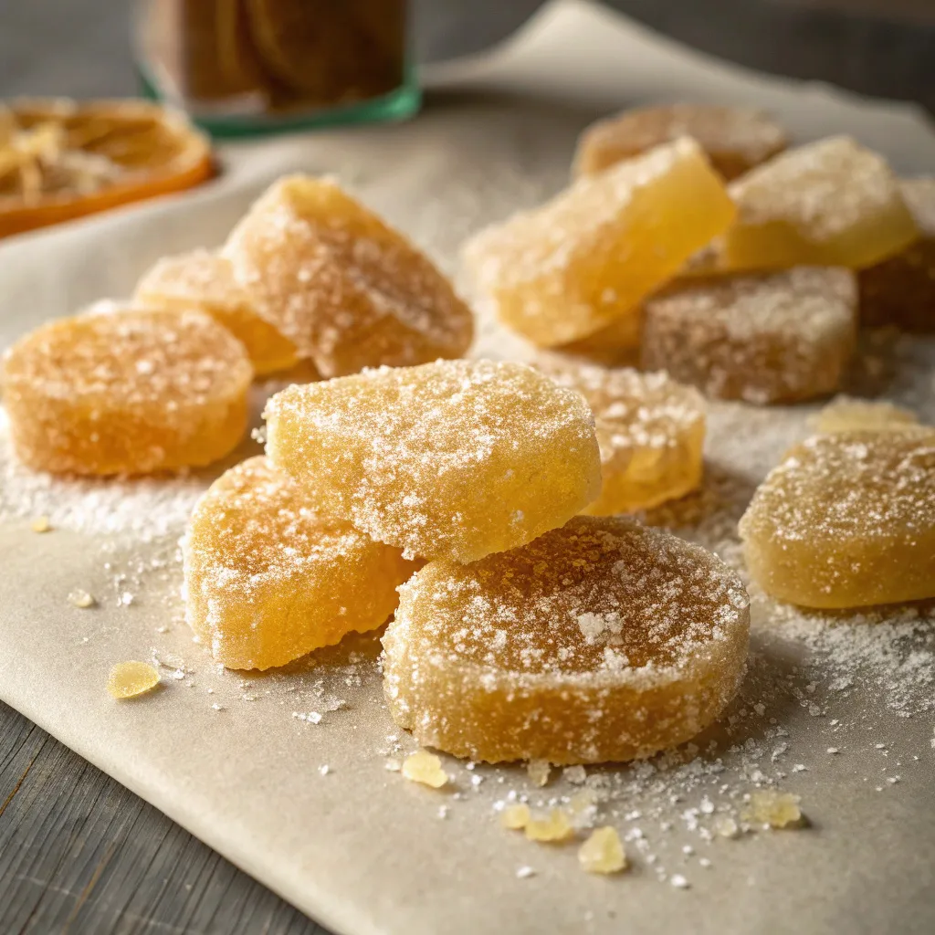 crystallized ginger coated in sugar