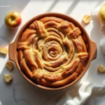 Delicious Apple Pie Cinnamon Roll Cake overhead view