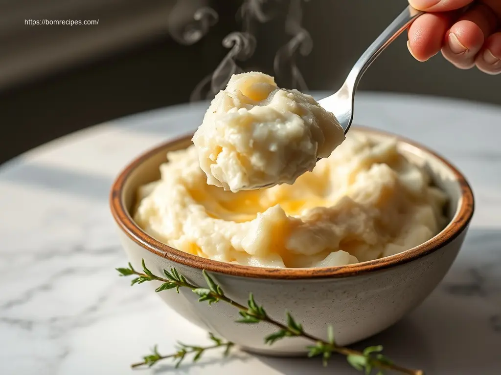 Creamy brown butter garlic mashed potatoes for Thanksgiving