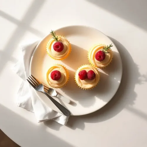 Delicious Mini Christmas Cheesecake Cupcakes with cranberry garnish