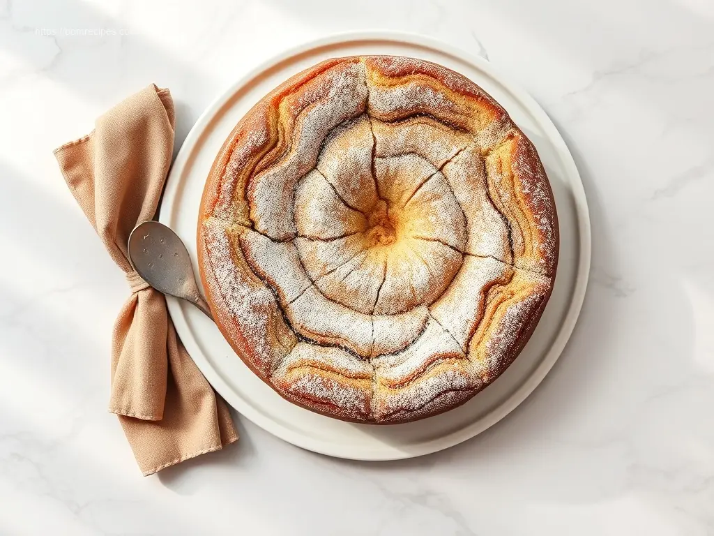 Delicious Cinnamon Swirl Coffee Cake dusted with powdered sugar
