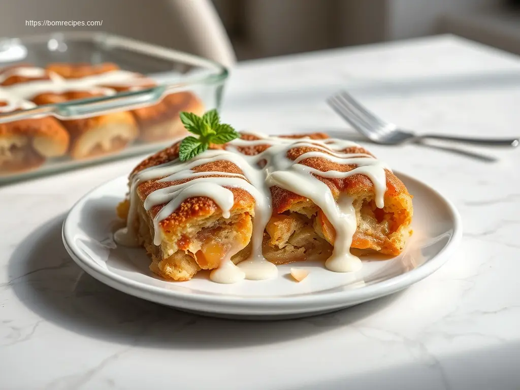 Cinnamon Roll Apple Bake Casserole overhead shot