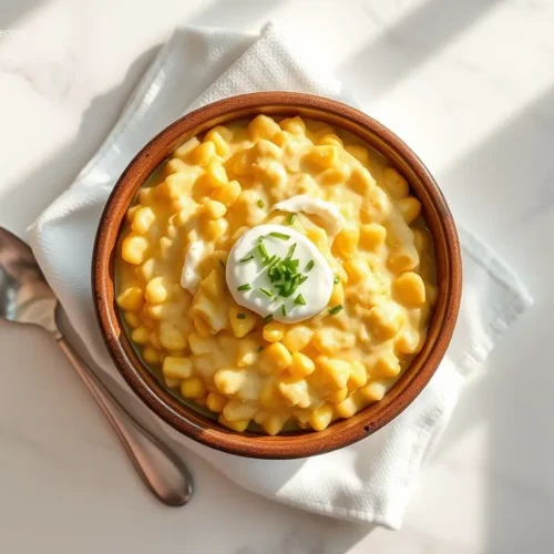 Crockpot Creamed Corn with Cream Cheese flatlay