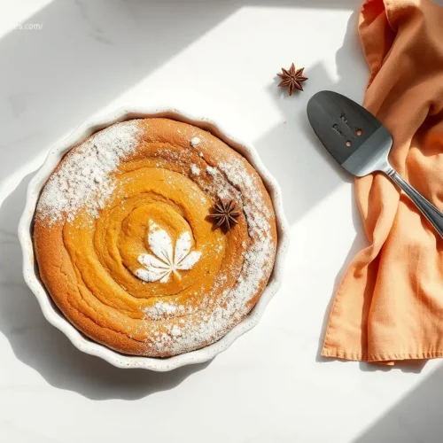Delicious 3-Ingredient Pumpkin Spice Cake on white marble