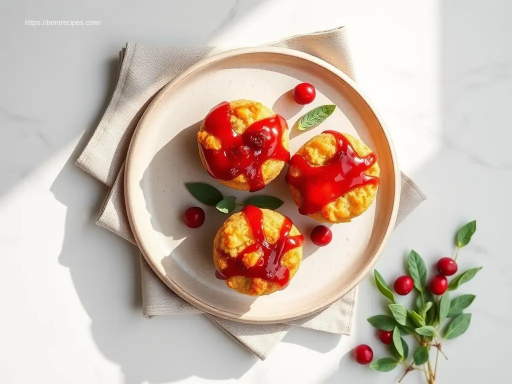 Delicious Stuffing Muffins with Cranberry Glaze