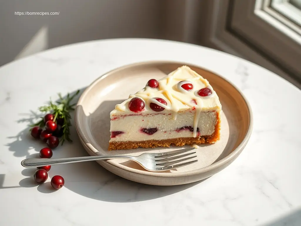 Delicious White Chocolate Cranberry Cheesecake whole