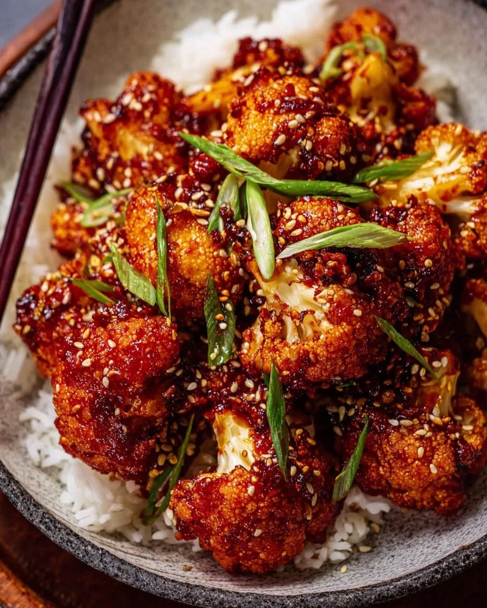 Air-fried Korean chili cauliflower with gochujang sauce