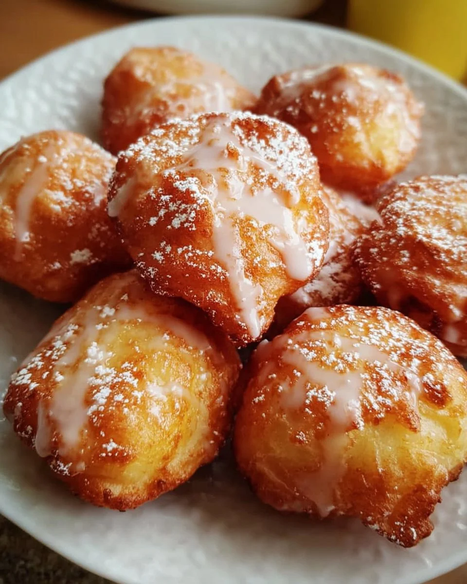 Delicious Air Fryer Apple Fritters served on a plate with icing drizzle