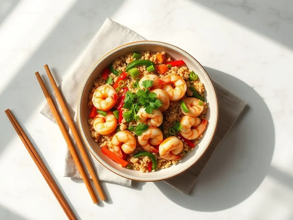 Asian Shrimp Fried Quinoa Bowl: 20-Minute Meal!
