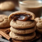 Freshly baked brown sugar cinnamon cookies on a baking sheet