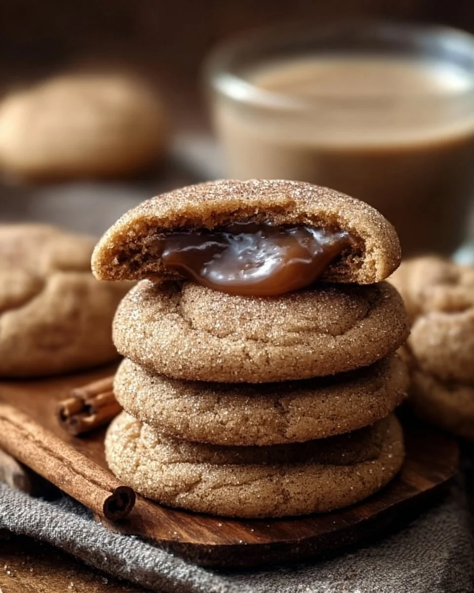Freshly baked brown sugar cinnamon cookies on a baking sheet