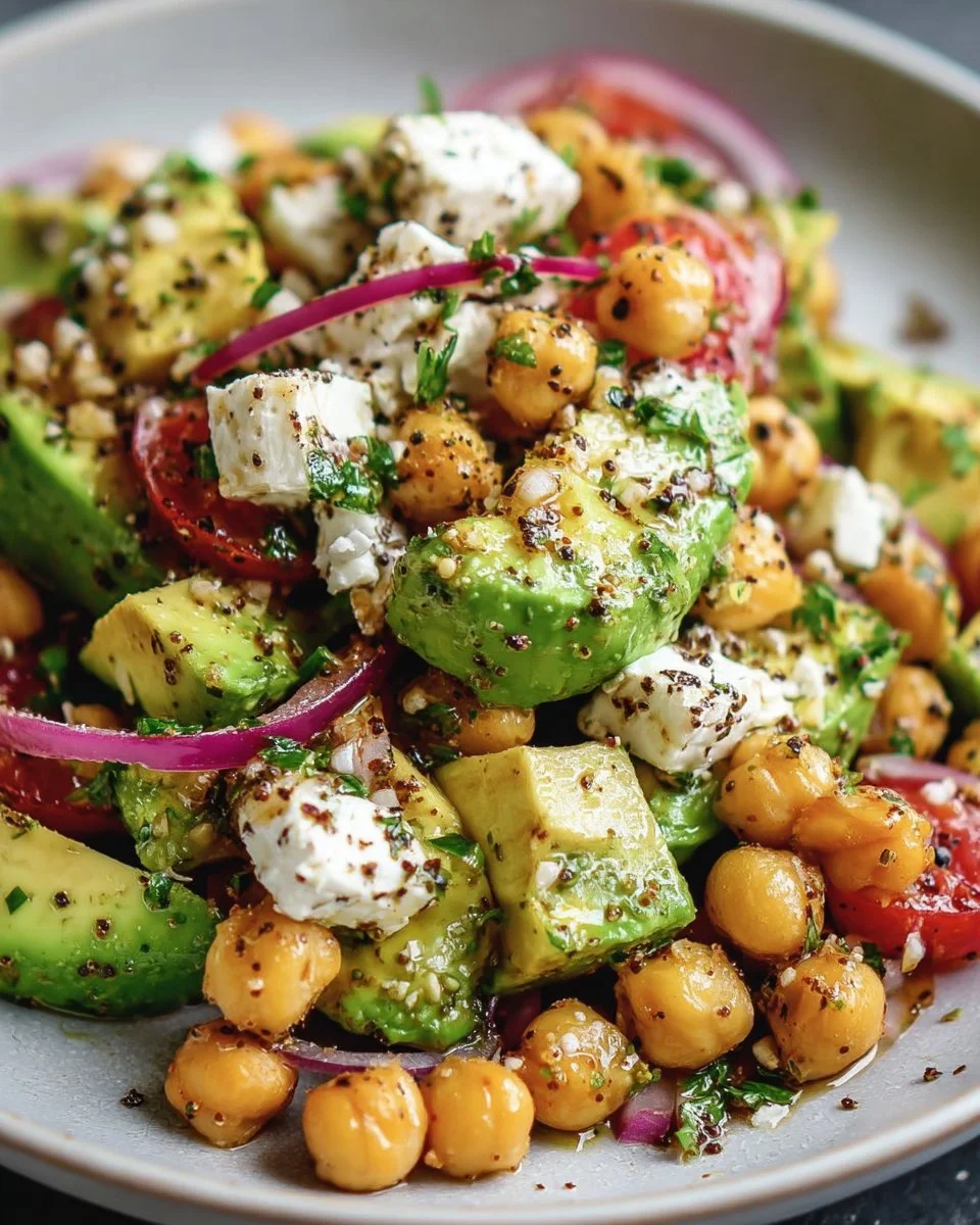 Chickpea Feta Avocado Salad