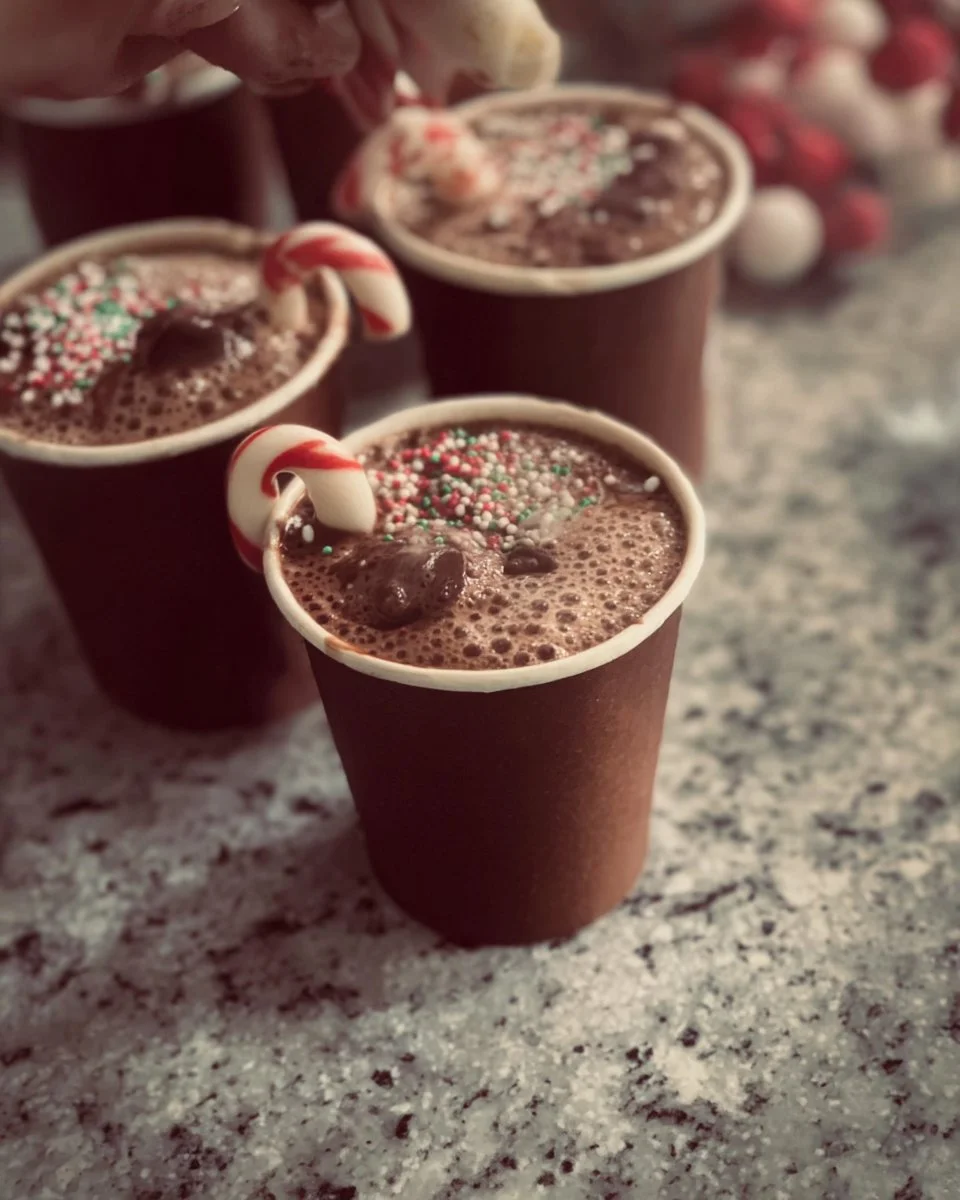 Delicious chocolate hot cups served in a cozy setting with whipped cream.