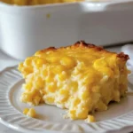Delicious Jiffy corn casserole served in a baking dish