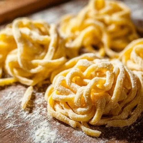 Hand-cut fresh homemade pasta prepared without a machine
