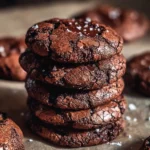 Fudgy brownie cookies on a plate, showcasing their rich chocolatey texture.