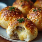 Garlic Parmesan Cheeseburger Bombs ready to enjoy