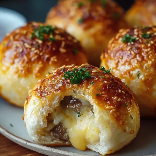 Garlic Parmesan Cheeseburger Bombs ready to enjoy