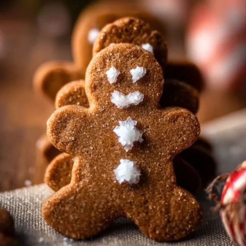 Deliciously decorated Gingerbread Man Cookies on a festive table setting.