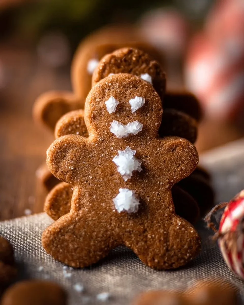 Deliciously decorated Gingerbread Man Cookies on a festive table setting.