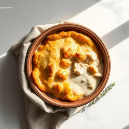 Delicious Gluten-Free Chicken Pot Pie Crockpot overhead view