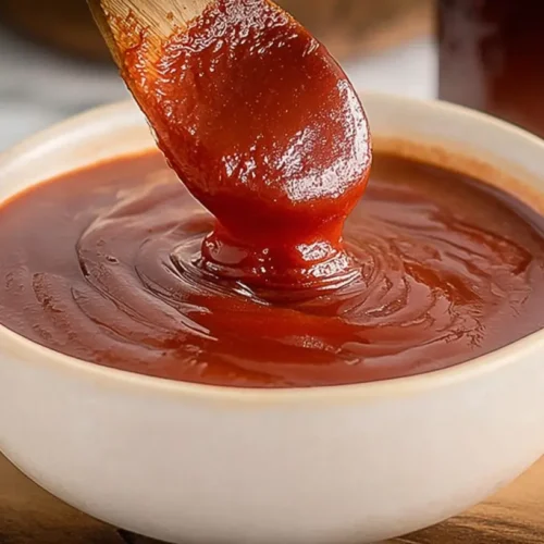 A jar of fresh, rich bbq sauce homemade, ready for dipping and grilling.