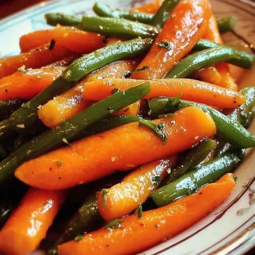 Delicious honey glazed carrots and green beans served in a bowl