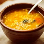 Bowl of Italian Penicillin Soup garnished with fresh herbs
