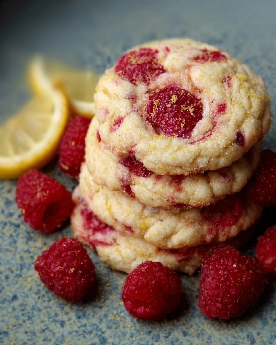Delicious Lemon Raspberry Cookies with vibrant colors and a zesty flavor