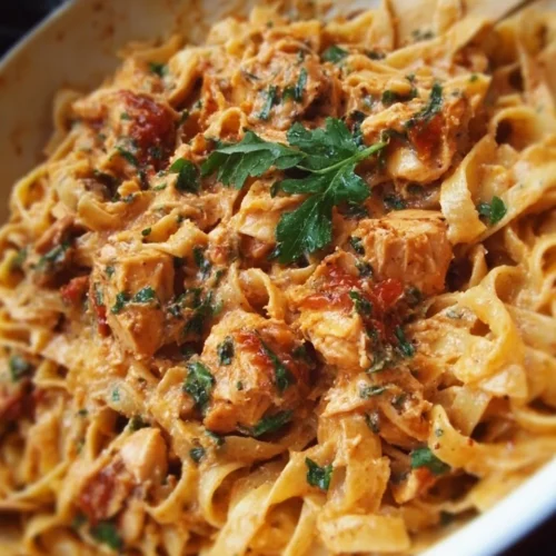 Delicious Marry Me Chicken Pasta dish garnished with herbs
