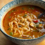 Quick spicy peanut butter broth recipe ready to enjoy.