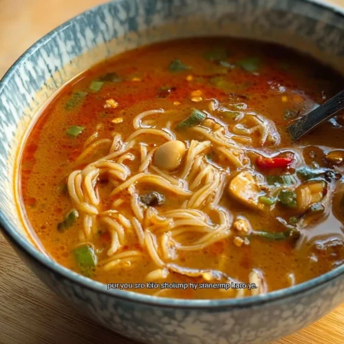 Quick spicy peanut butter broth recipe ready to enjoy.