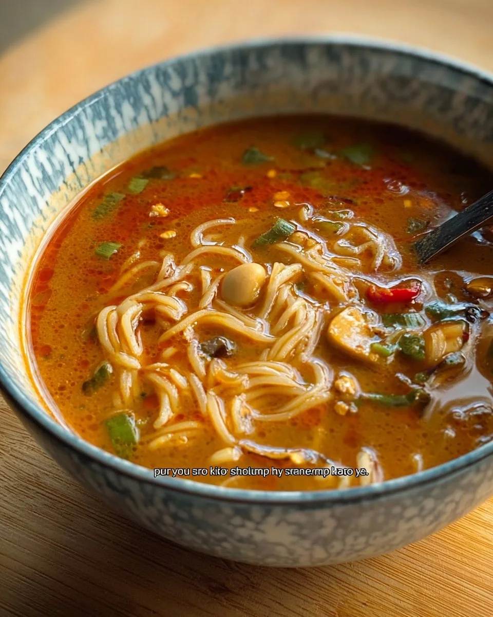 Quick spicy peanut butter broth recipe ready to enjoy.