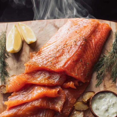 Delicious smoked salmon prepared following a simple recipe.