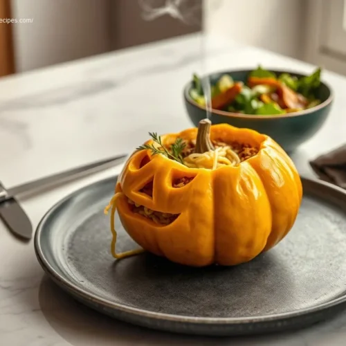 Delicious Spaghetti Squash Jack-O-Lanterns Halloween