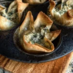 Spinach and Artichoke Wonton Cups served on a platter