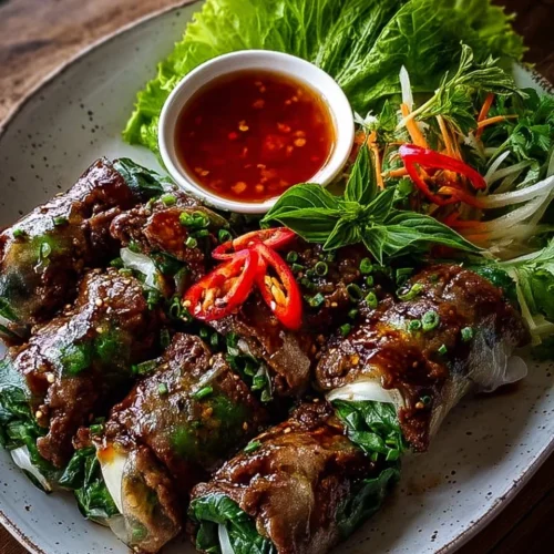 Delicious Thai Basil Beef Rolls made with fresh basil and tender beef