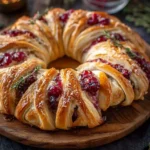 Turkey Cranberry Crescent Ring served on a festive table