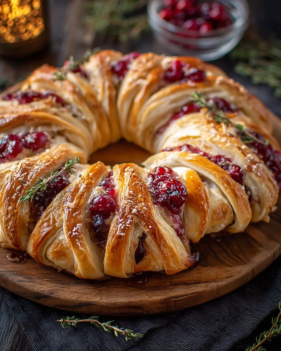 Turkey Cranberry Crescent Ring served on a festive table