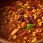 Bowl of Turkey Pumpkin Chili garnished with cilantro and pumpkin seeds