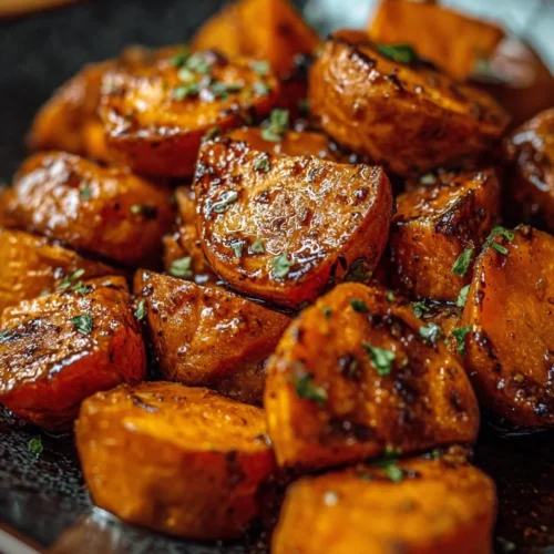 Walnut Maple Roasted Sweet Potatoes served in a bowl