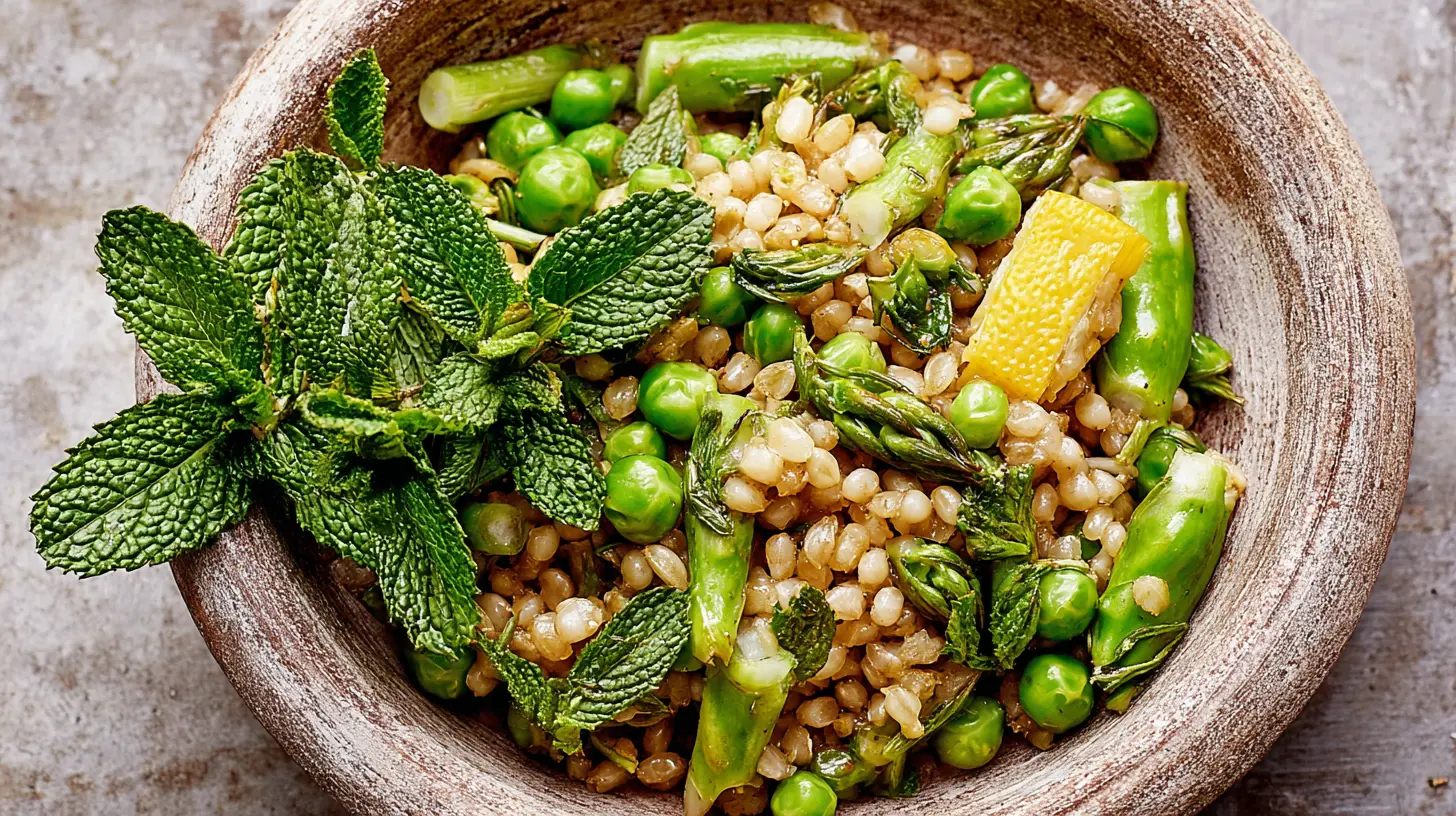 Freshly prepared lemony vegetables, showcasing vibrant green hues