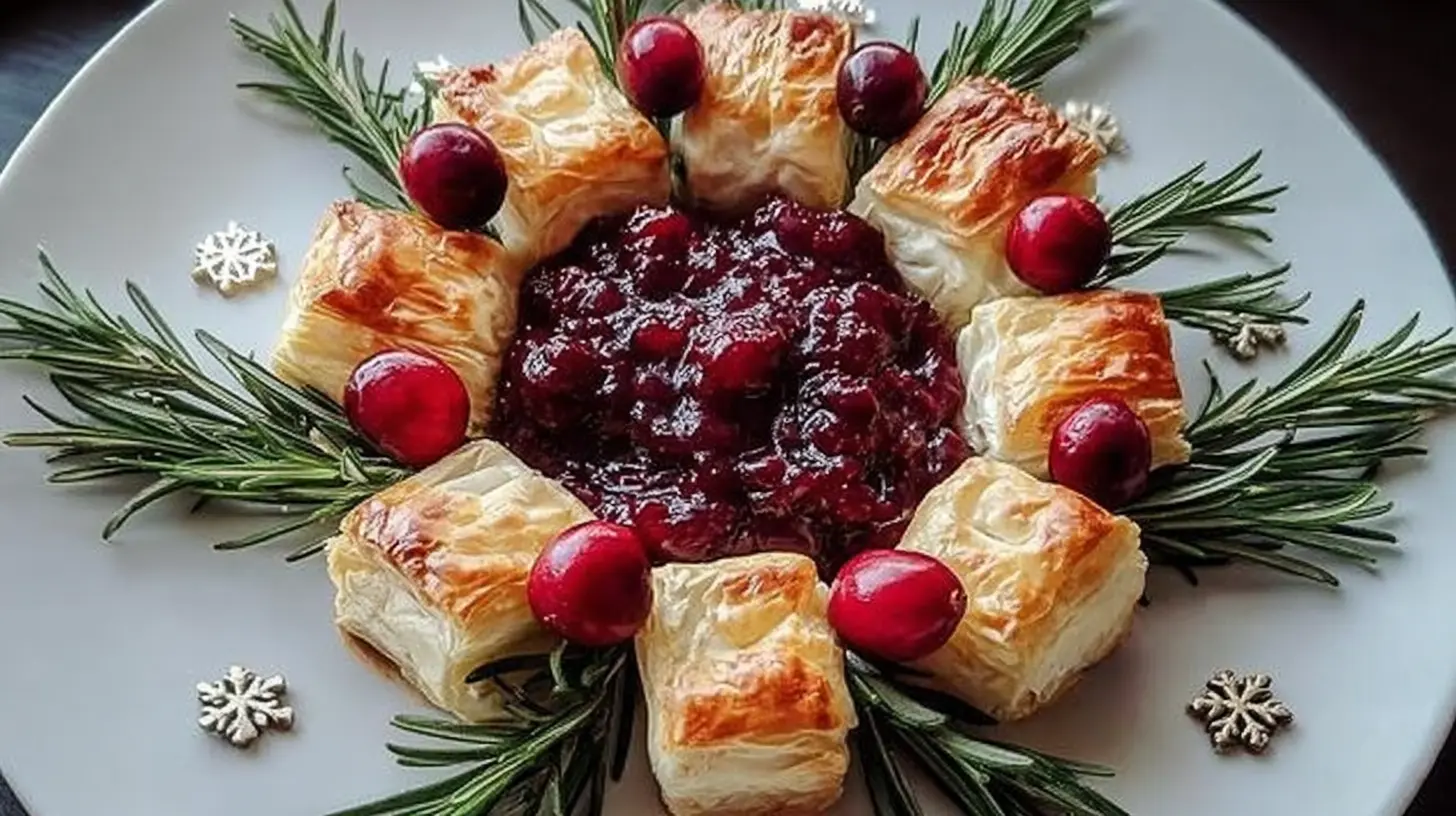 Delicious Christmas snacks, decorated artfully for a holiday party.