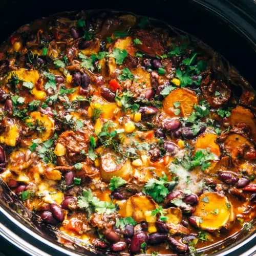 A variety of crockpot recipes suitable for weeknight dinners.