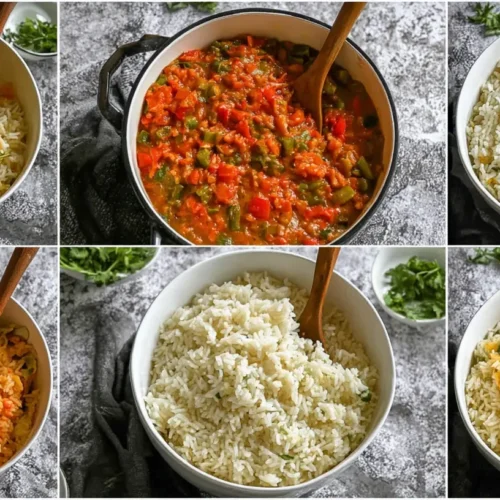 A collection of various rice recipes showcasing different styles and ingredients