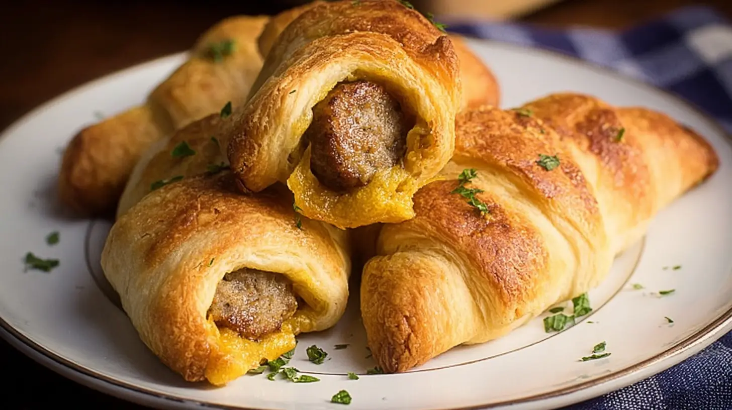 Pillowy breakfast sausage crescent rolls, fresh from the oven