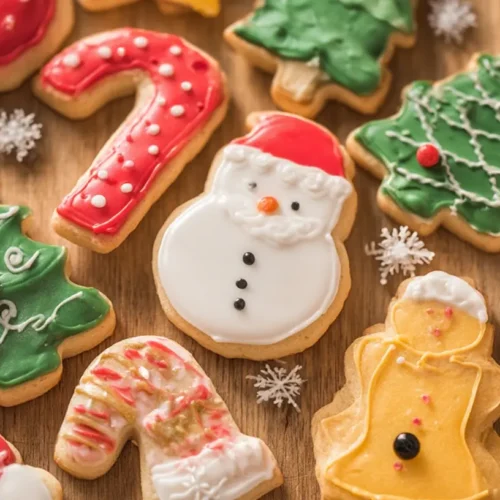 A collection of baked goods from easy Christmas cookie recipes on a festive plate.