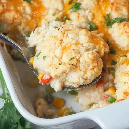 A hearty Red Lobster Biscuit Chicken Pot Pie with a golden biscuit crust.