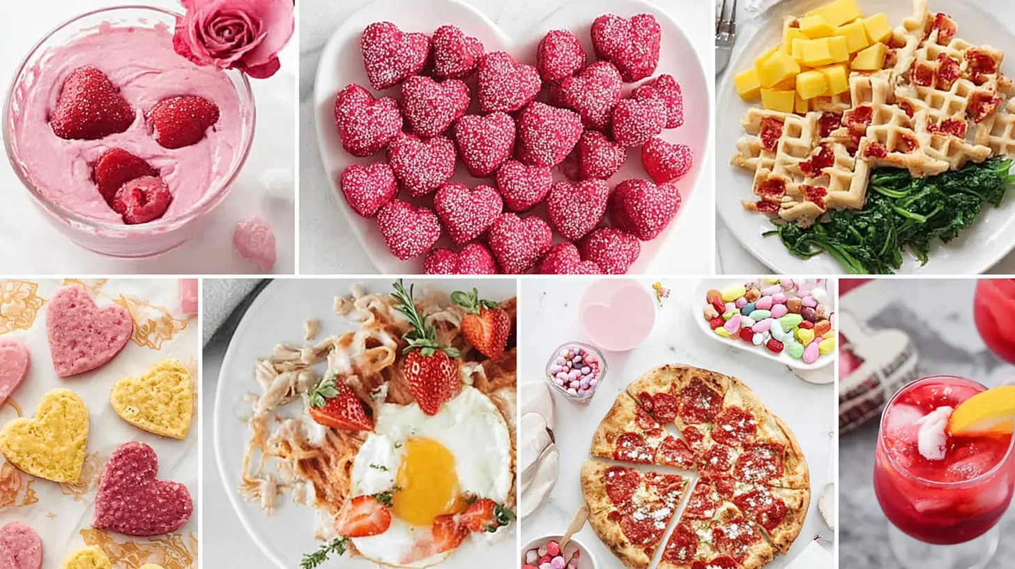 Various valentines recipes arranged beautifully for a special occasion
