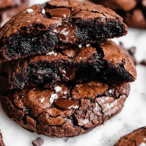 A close-up shot of the best fudgy chewy brookies, showcasing their rich texture